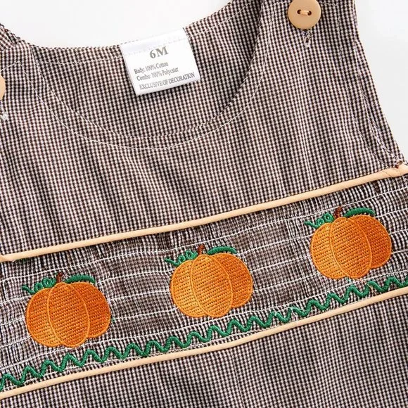 Pumpkin Baby Boys Smocked Boutique Overall Romper Jumpsuit - Picture 2 of 4